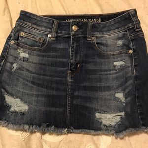 American Eagle Distressed Jean Skirt
